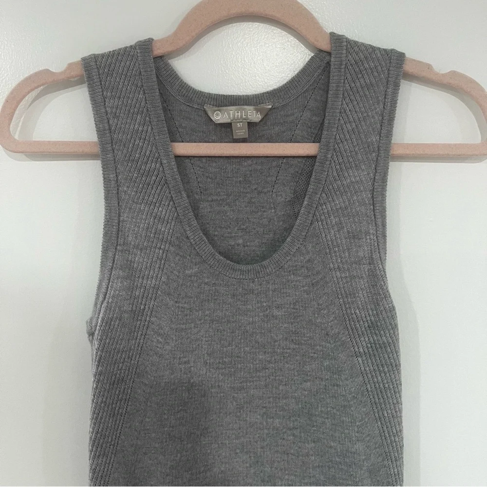 Athleta River Rib Sweater Tank Dress Merino Wool Blend Women’s S Tall Gray - Picture 5 of 13